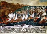 Throughout the Renaissance, Venice’s relationship with the Ottoman Empire was sustained by trade but punctuated by conflict. In this naval battle, 22 ships from Venice and Malta defeated the Turkish fleet of 36 galleys.