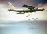 American B52 bombers of USAF Strategic Air Command unleashing its bomb load over Vietnam. B52s flying out of Guam and Thailand were used in Arclight operations across South Vietnam and in opertations against the North such as Linebacker 1 and Linebacker 2. They caused immense damage and loss of life.