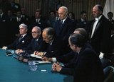 The Paris Peace Accords of 1973, intended to establish peace in Vietnam  and an end to the Vietnam Conflict, ended direct U.S. military involvement and temporarily stopped the fighting between north and south. The governments of the Democratic Republic of Vietnam (North Vietnam), the Republic of Vietnam (South Vietnam), and the United States, as well as the Provisional Revolutionary Government (PRG) that represented indigenous South Vietnamese revolutionaries signed the Agreement on Ending the War and Restoring Peace in Vietnam on January 27, 1973. The negotiations that led to the accord had begun in 1968 and had been subject to various lengthy delays. As a result of the accord, International Control Commission (ICC) was replaced by International Commission of Control and Supervision (ICCS) to carry out the agreement